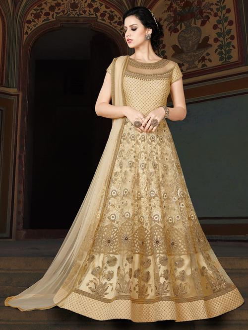 embroidered semi-stitched anarkali suit - 14798487 - Very Small Image - 1