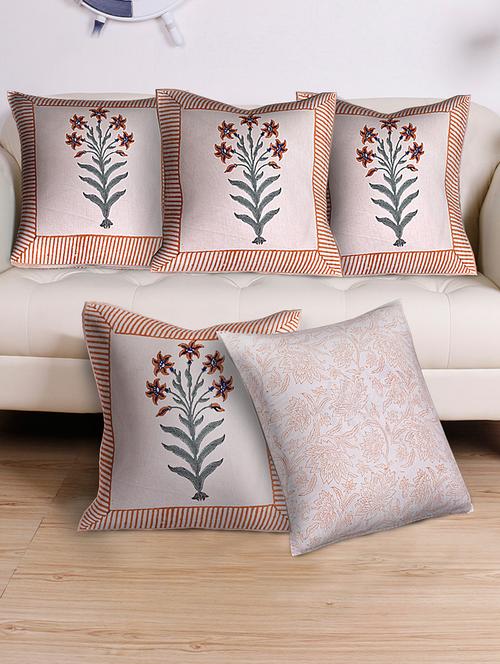 cotton printed set of 5 cushion covers - 14799960 - Very Small Image - 1