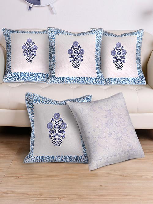 cotton printed set of 5 cushion covers - 14799961 - Very Small Image - 1