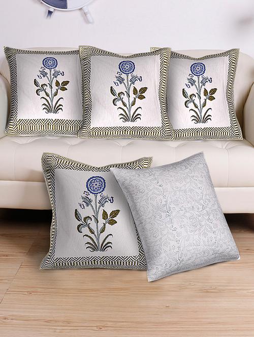 cotton printed set of 5 cushion covers - 14799963 - Very Small Image - 1