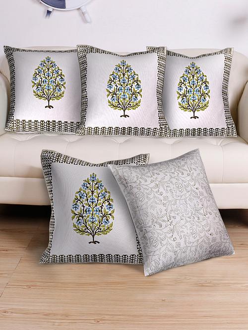cotton printed set of 5 cushion covers - 14799964 - Very Small Image - 1