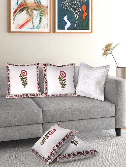 cotton printed set of 5 cushion covers - 14799966 - Very Small Image - 1