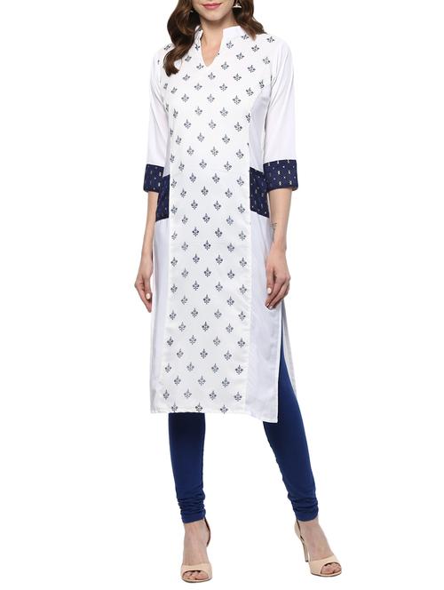 white chanderi straight kurta - 14800794 - Very Small Image - 1
