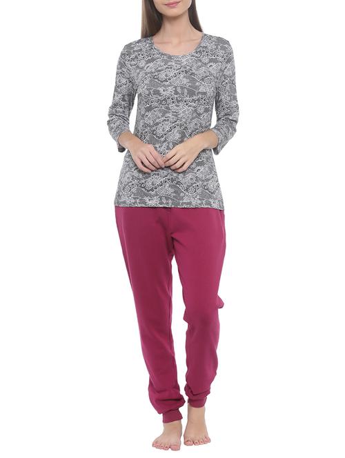 printed tee with pajama set - 14800944 - Very Small Image - 1
