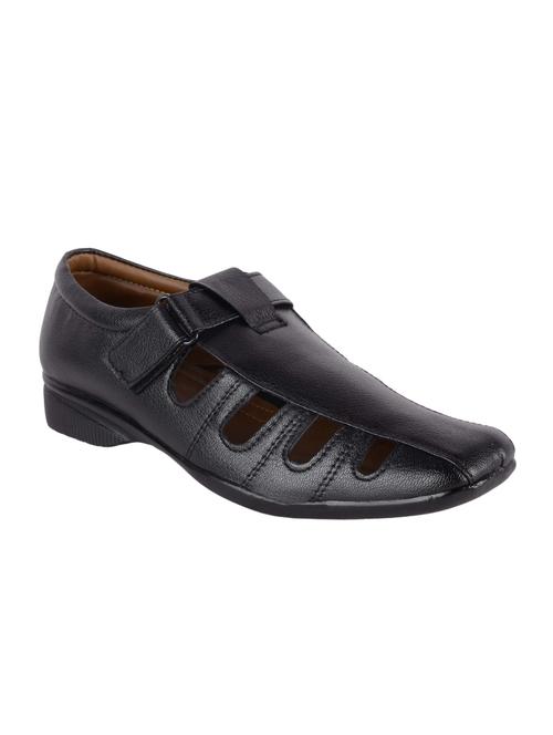 black leatherette slip on sandal - 14805006 - Very Small Image - 1