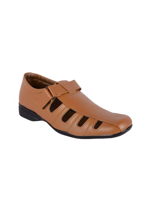 tan leatherette slip on sandal - 14805008 - Very Small Image - 1