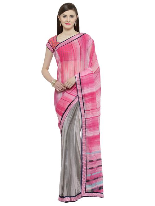 multi colored georgette printed saree - 14806931 - Very Small Image - 1