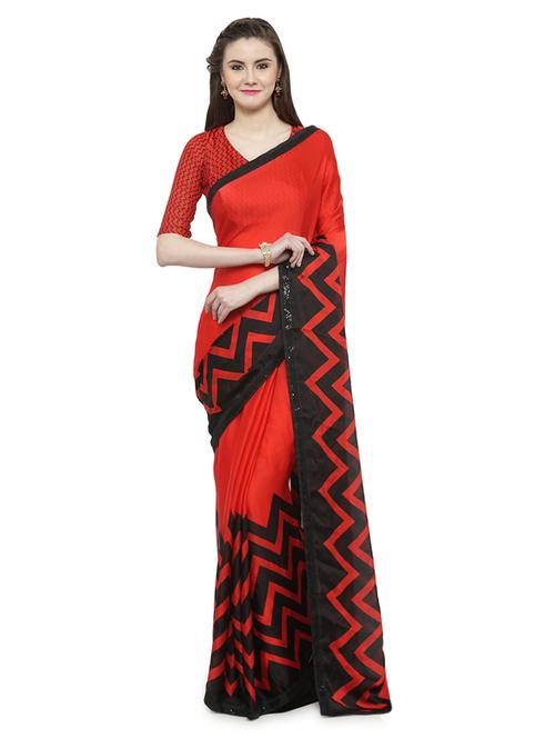 chevron printed saree - 14806935 - Very Small Image - 1