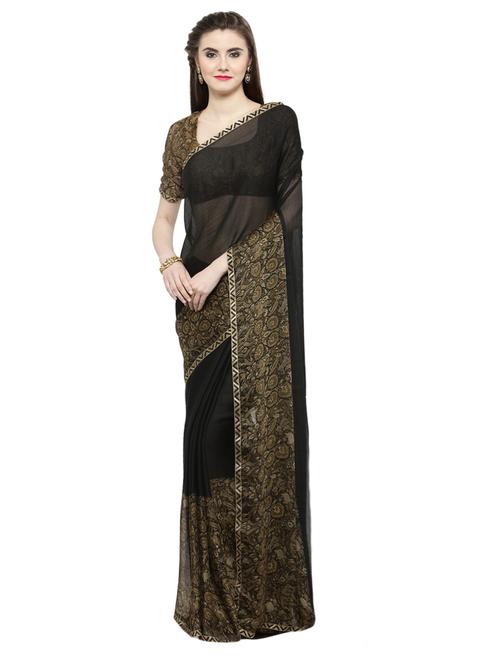 black printed saree - 14806952 - Very Small Image - 1
