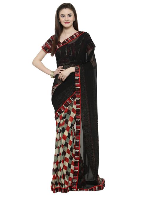 checks printed saree - 14806963 - Very Small Image - 1
