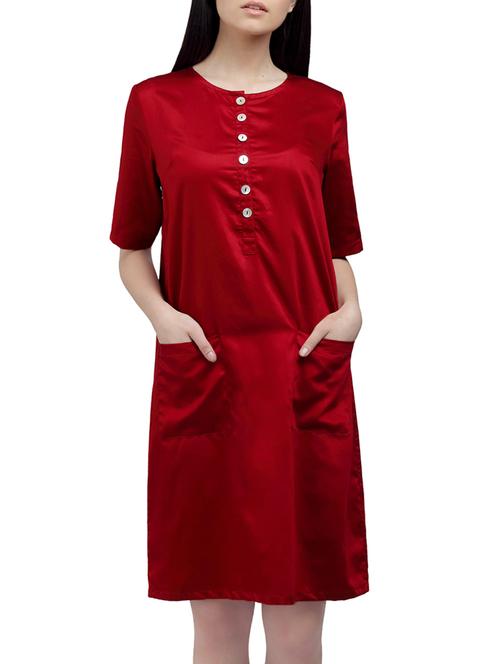 ombrã© lane maroon satin shift dress - 14807526 - Very Small Image - 1