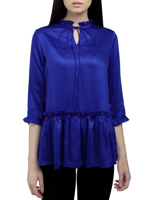 ombre lane blue satin peplum top - 14807558 - Very Small Image - 1