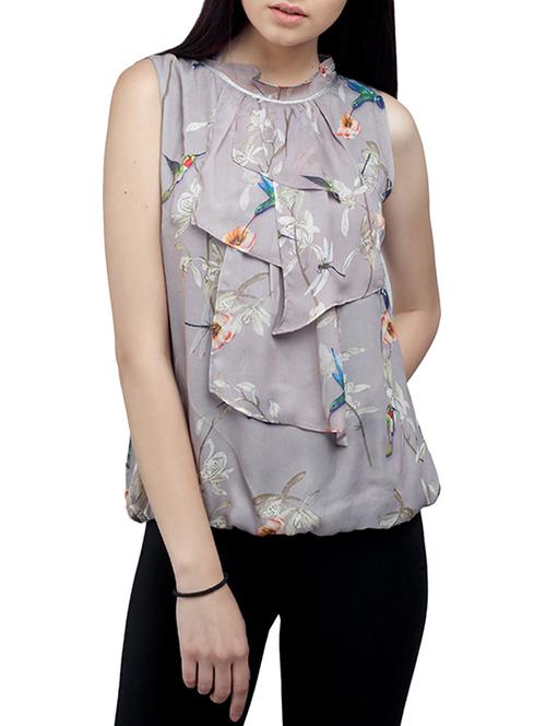 ombre lane grey silk blend blouson top - 14807564 - Very Small Image - 1