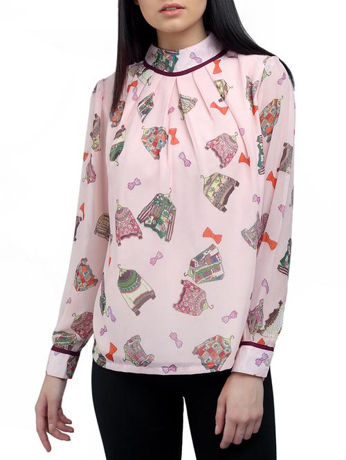 ombre lane pink georgette regular top - 14807565 - Very Small Image - 1