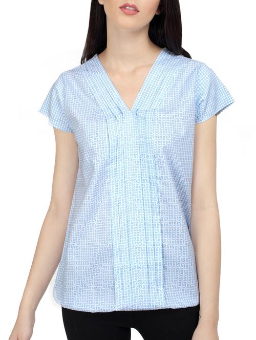 ombre lane light blue cotton blouson top - 14807571 - Very Small Image - 1