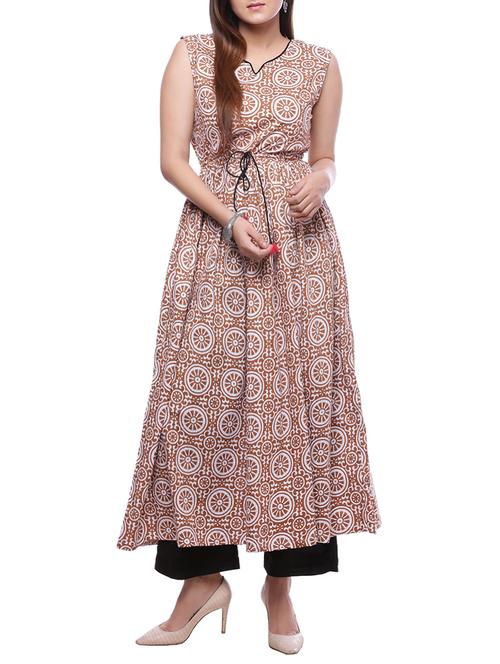 flared draw code kurta - 14807940 - Very Small Image - 1