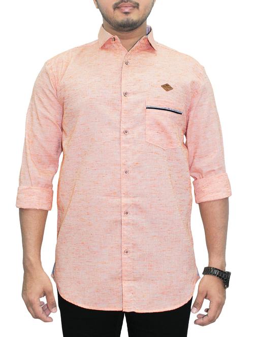orange linen casual shirt - 14808152 - Very Small Image - 1