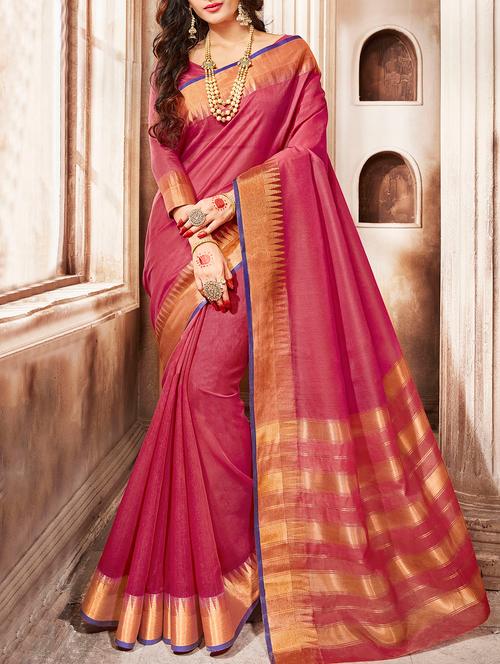 red bordered saree with blouse - 14808436 - Very Small Image - 1