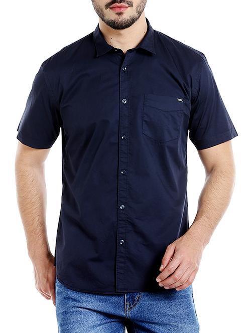 dark blue cotton casual shirt - 14808639 - Very Small Image - 1
