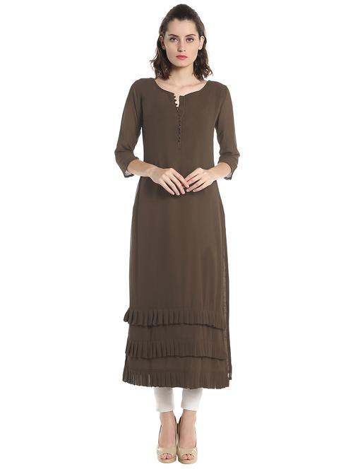 brown georgette kurta - 14810061 - Very Small Image - 1