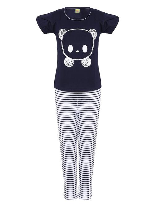 navy blue cotton pyjama set - 14811306 - Very Small Image - 1
