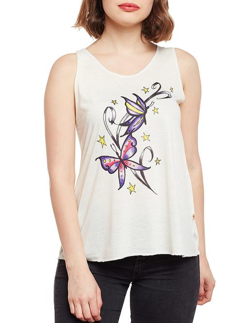 beige cotton blend tank top - 14811781 - Very Small Image - 1