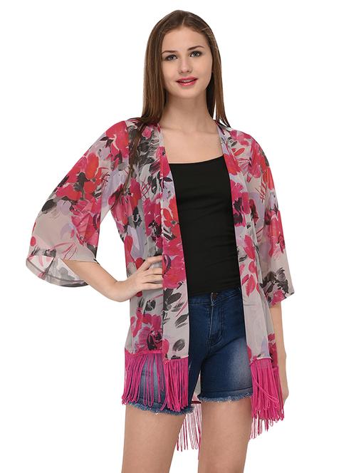 pink printed shrug - 14812235 - Very Small Image - 1
