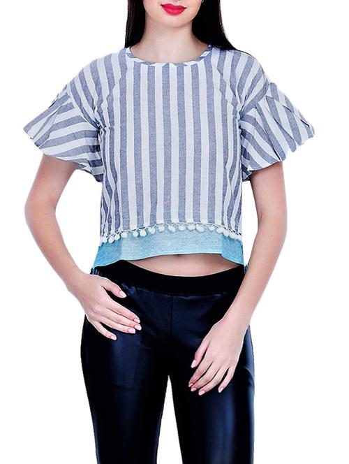 grey khadi cotton top - 14813251 - Very Small Image - 1