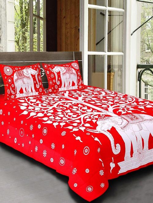 cotton jaipuri printed king size bed sheet with 2 pillow covers - 14813430 - Very Small Image - 1
