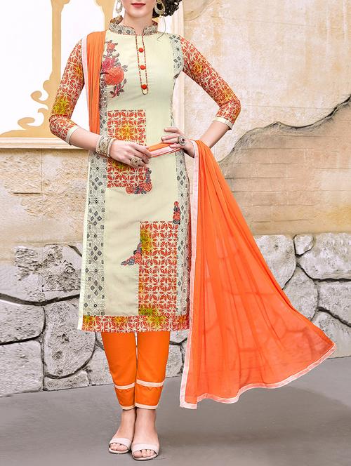 embroidered unstitched straight pant suit - 14813654 - Very Small Image - 1