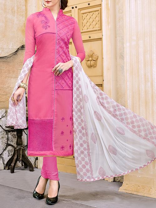 embroidered unstitched churidaar suit - 14813662 - Very Small Image - 1