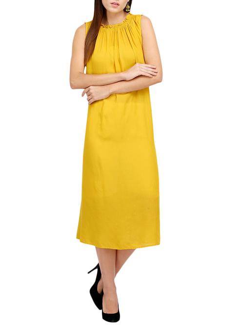 yellow solid shift dress - 14813841 - Very Small Image - 1