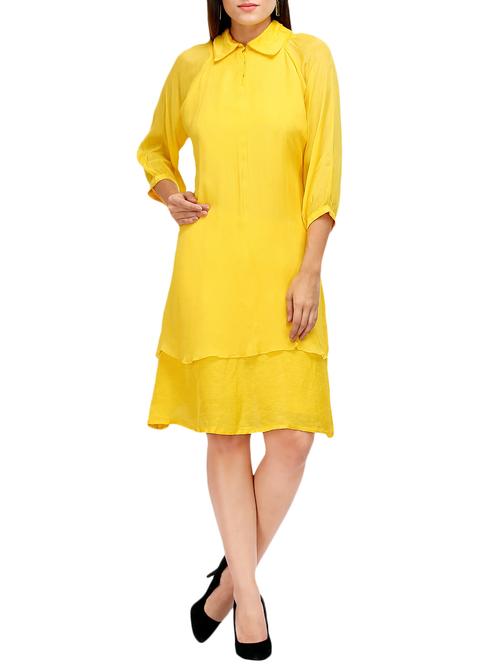 yellow polyester shirt dress - 14813846 - Very Small Image - 1