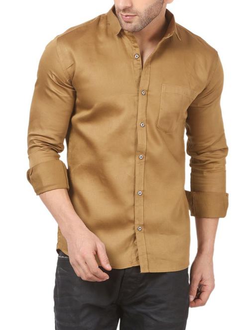 beige cotton blend casual shirt - 14814140 - Very Small Image - 1
