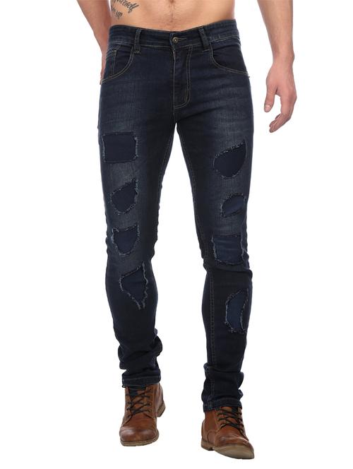 blue denim patched jeans - 14815032 - Very Small Image - 1