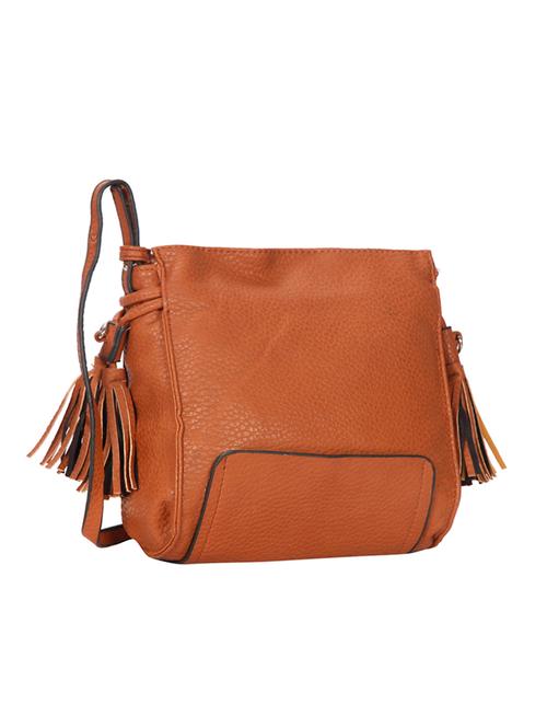 tan leatherette regular sling bag - 14815179 - Very Small Image - 1