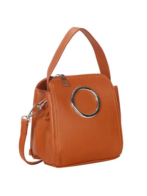 tan leatherette regular sling bag - 14815185 - Very Small Image - 1