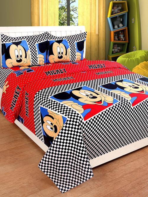 cotton printed double bed sheet with 2 pillow covers - 14815410 - Very Small Image - 1