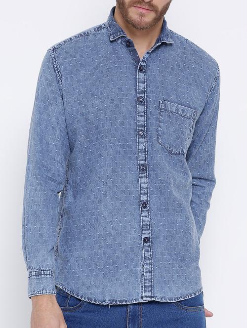 blue cotton casual shirt - 14815591 - Very Small Image - 1