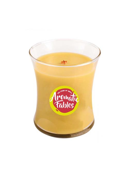 first row aromatic fables 10oz bosco pond fragrance soy wax yellow color wood wick glass jar candle - 14815729 - Very Small Image - 1