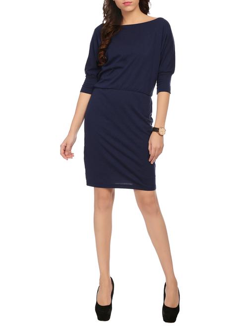 navy blue cotton sheath dress - 14815829 - Very Small Image - 1