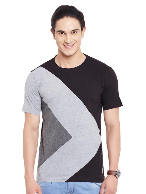 grey cotton colour block t-shirt - 14816103 - Very Small Image - 1