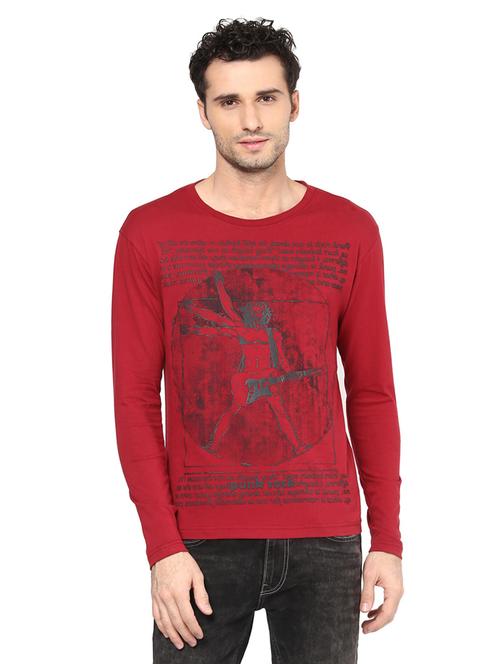 red cotton front print tshirt - 14816105 - Very Small Image - 1