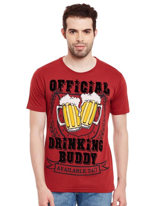 red cotton front print tshirt - 14816121 - Very Small Image - 1