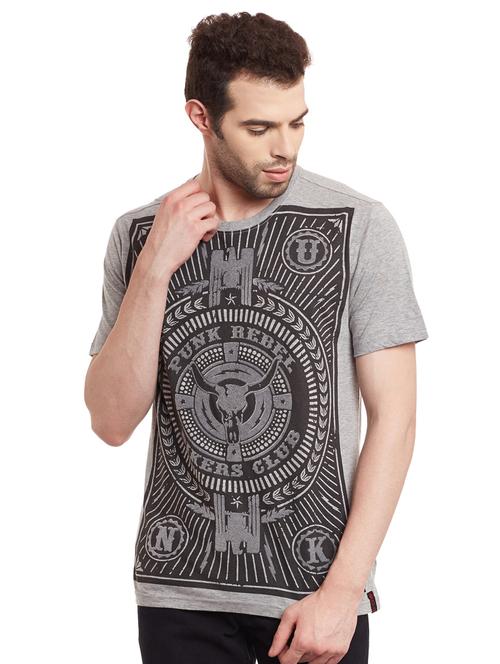grey cotton front print t-shirt - 14816129 - Very Small Image - 1