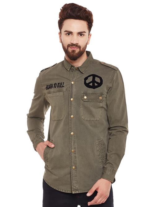 green cotton casual shirt - 14816187 - Very Small Image - 1