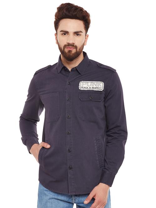 grey cotton casual shirt - 14816190 - Very Small Image - 1