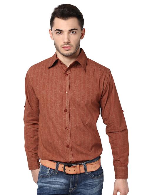orange cotton casual shirt - 14816214 - Very Small Image - 1