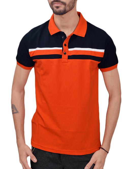 orange color block t-shirt - 14816472 - Very Small Image - 1