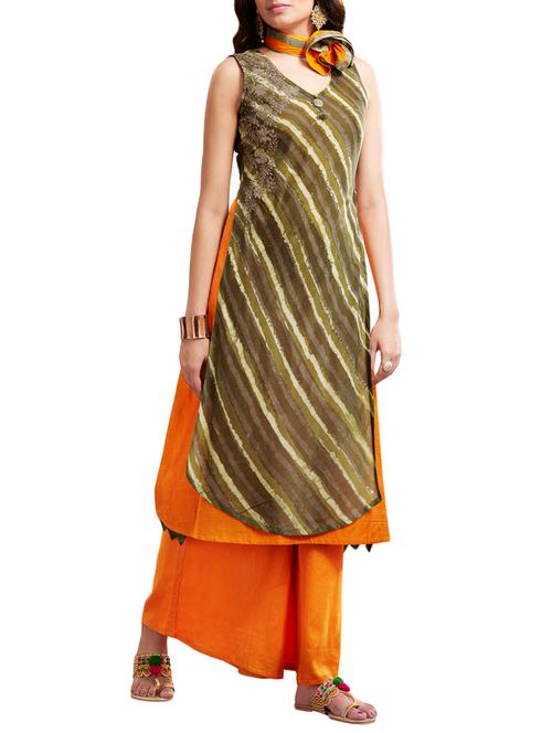 layered chanderi palazzo suit set - 14816740 - Very Small Image - 1